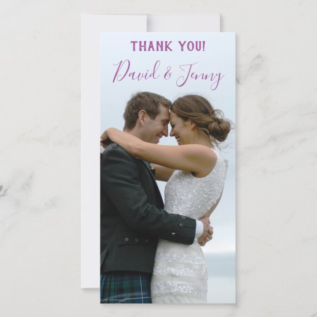 Lilac Spring Garden Wedding Photo Thank You Card (Front)