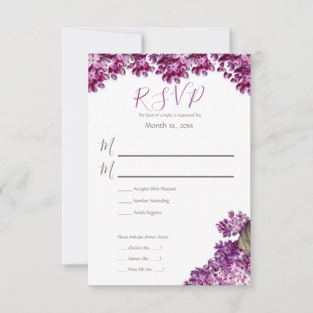 Lilac Spring Garden Wedding RSVP Card (Front)