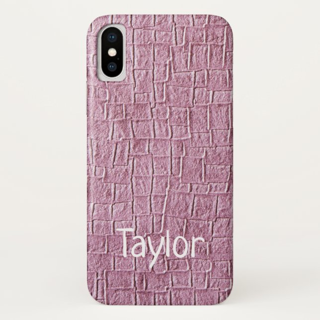 Lilac Squares Texture Print iPhone X Case (Back)