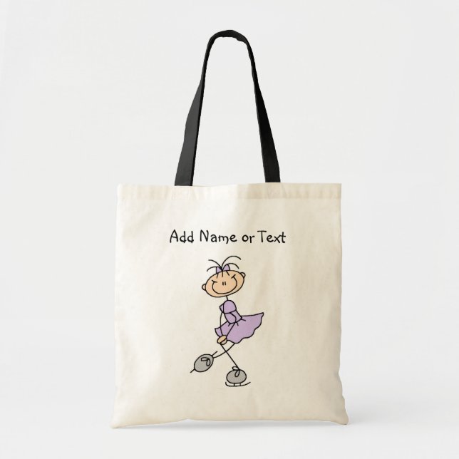 Lilac Stick Figure Girl Ice Skater Customized Bag (Front)