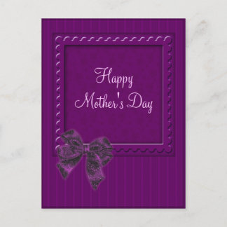 Lilac Stipes and Bow Mother's Day Design Postcard