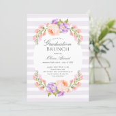 Lilac Stripe and Bloom Graduation Brunch Invitation (Standing Front)