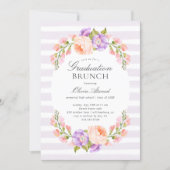 Lilac Stripe and Bloom Graduation Brunch Invitation (Front)