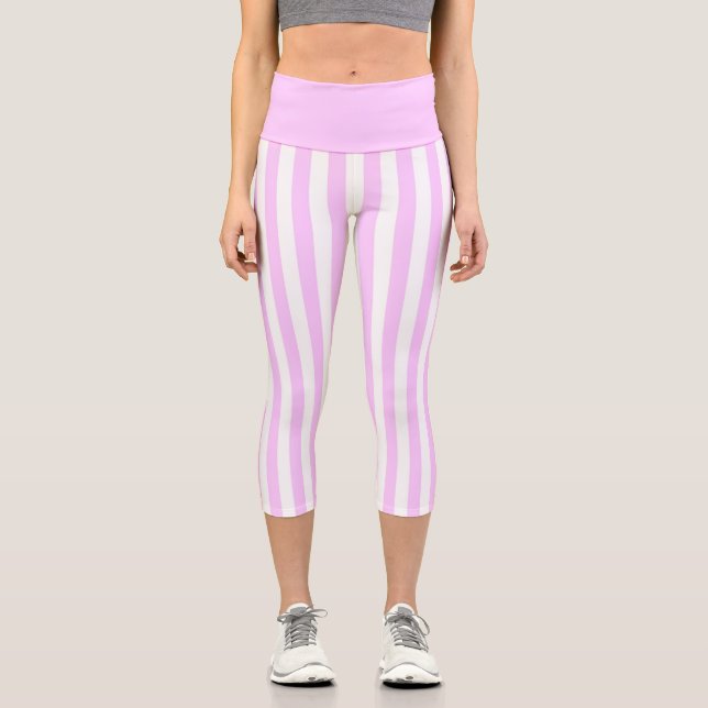 Lilac Stripe vertical High Waisted Capris (Front)
