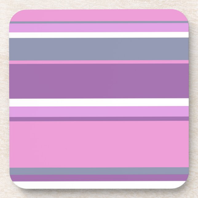 Lilac stripes beverage coaster (Front)