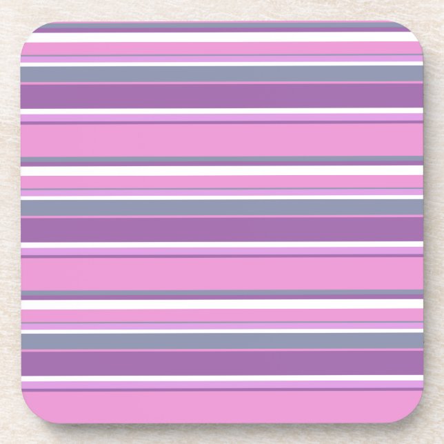 Lilac stripes beverage coaster (Front)