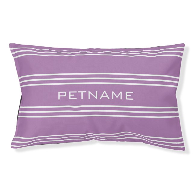 Lilac Stripes custom monogram dog beds (Front)