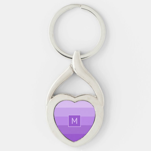 Lilac Stripes custom monogram Keychain (Front)