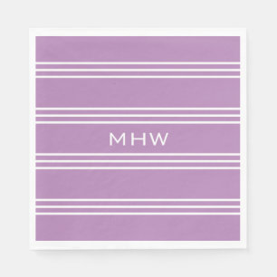 Lilac Stripes custom monogram paper napkins