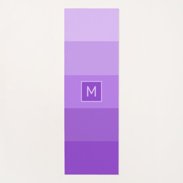 Lilac Stripes custom monogram Yoga Mat (Front)