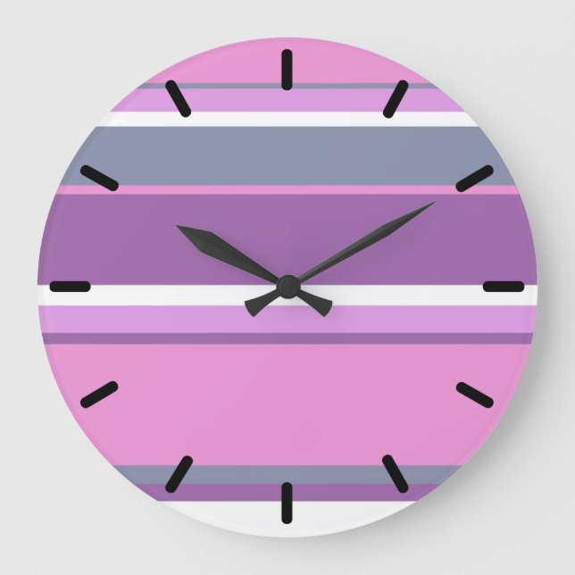Lilac stripes large clock (Front)