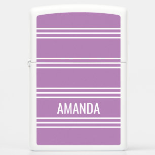 Lilac Stripes Pattern custom name lighter