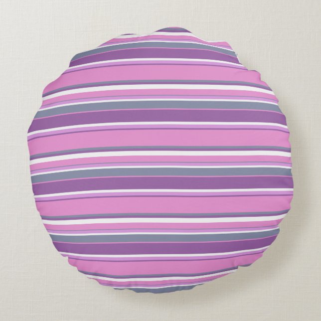 Lilac stripes round pillow (Back)