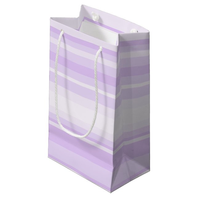 Lilac stripes small gift bag (Front Angled)
