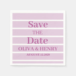 LILAC STRIPES STYLISH SIMPLE SCRIPT SAVE THE DATE NAPKINS