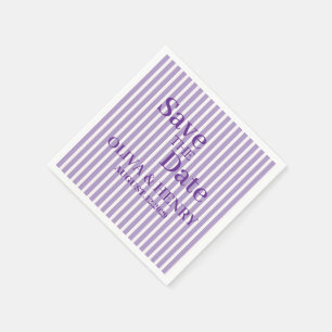 LILAC STRIPES STYLISH SIMPLE SCRIPT SAVE THE DATE NAPKINS