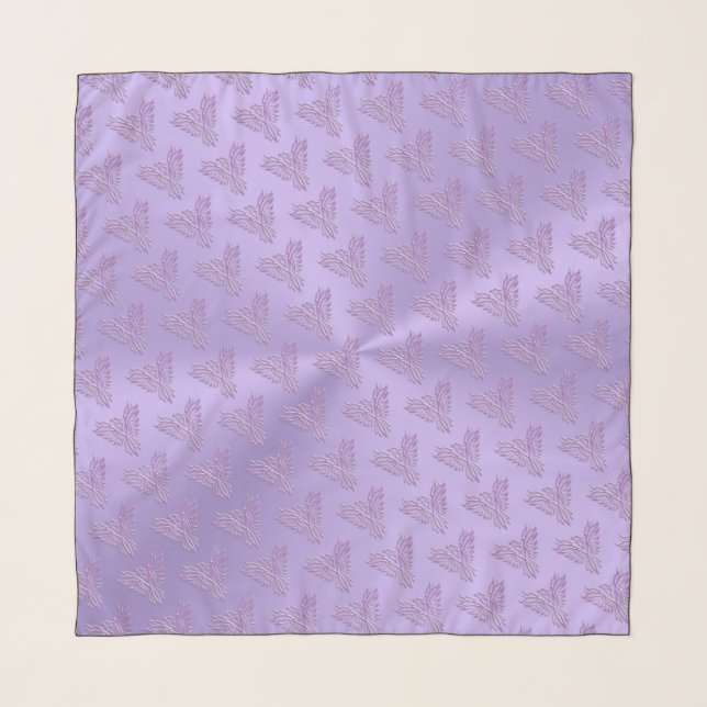 Lilac stylized phoenix with embossed effect scarf (Front)