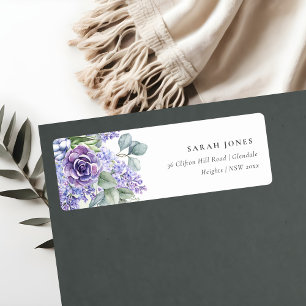 Lilac Succulent Eucalyptus Botanical Bunch Address Label