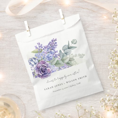 Lilac Succulent Eucalyptus Botanical Bunch Wedding Favor Bag