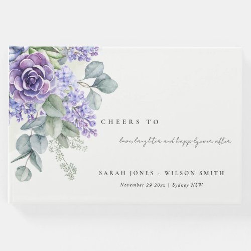 Lilac Succulent Eucalyptus Botanical Bunch Wedding Guest Book