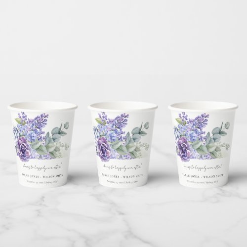 Lilac Succulent Eucalyptus Botanical Bunch Wedding Paper Cups