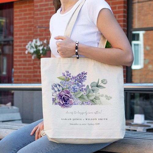 Lilac Succulent Eucalyptus Botanical Bunch Wedding Tote Bag