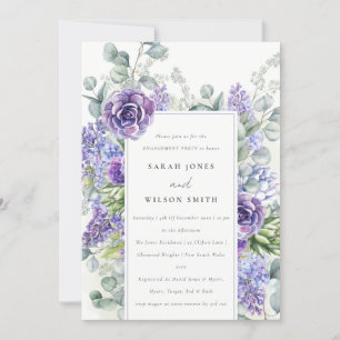 Lilac Succulent Eucalyptus Botanical Engagement Invitation