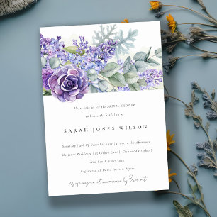 Lilac Succulent Eucalyptus Fauna Bridal Shower Invitation