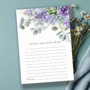 Lilac Succulent Foliage Advice For Mum Baby Shower Enclosure Card