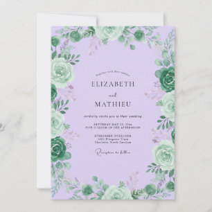 Lilac Succulent Leafy Wedding Invitation