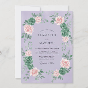 Lilac Succulent Peony Wedding Invitation
