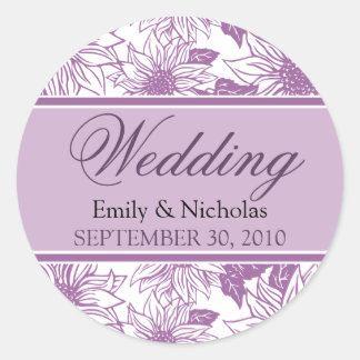Lilac Sunflowers Wedding Invitation Seal