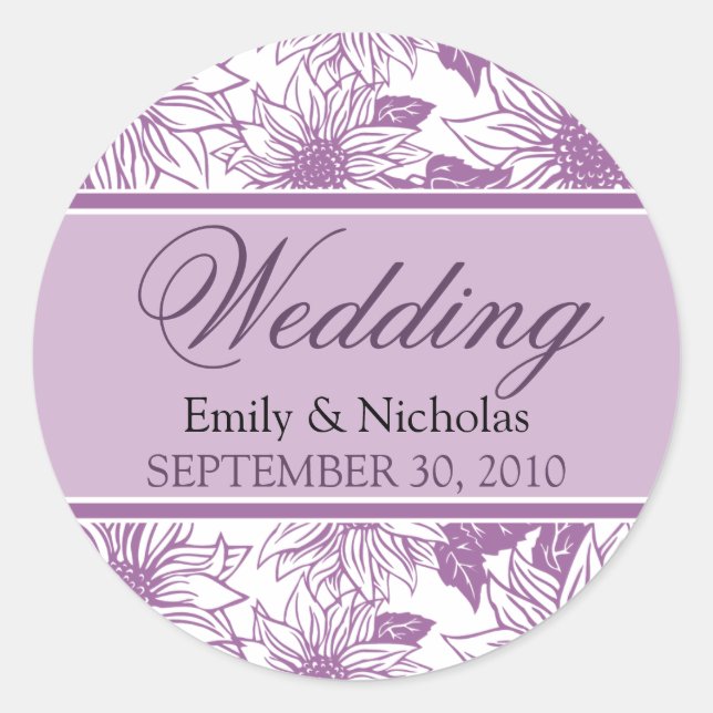 Lilac Sunflowers Wedding Invitation Seal (Front)