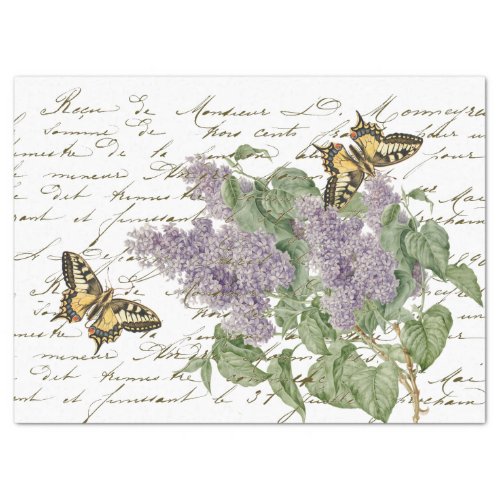 Lilac Swallowtail Butterfly French Script Craft Tissue Paper