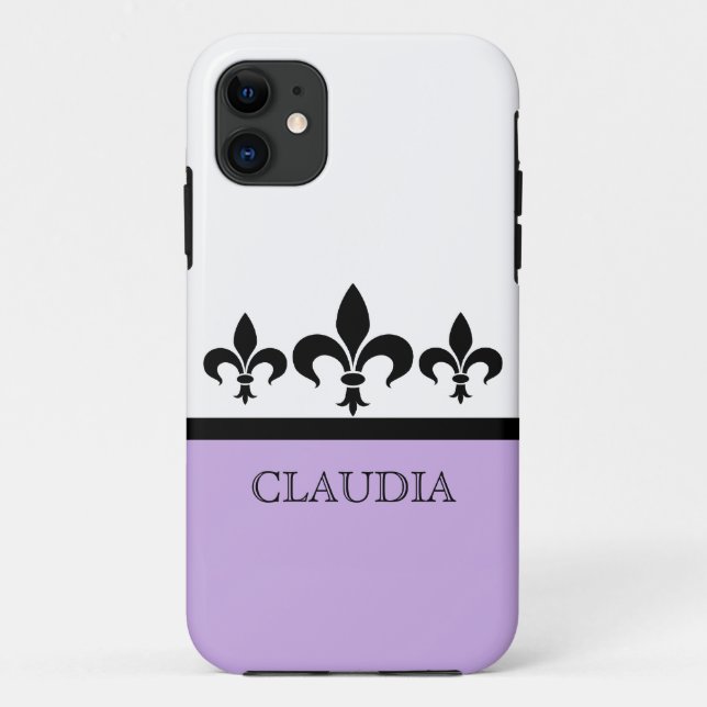 Lilac Swanky Fleur De Lis BT iPhone 5 Case (Back)