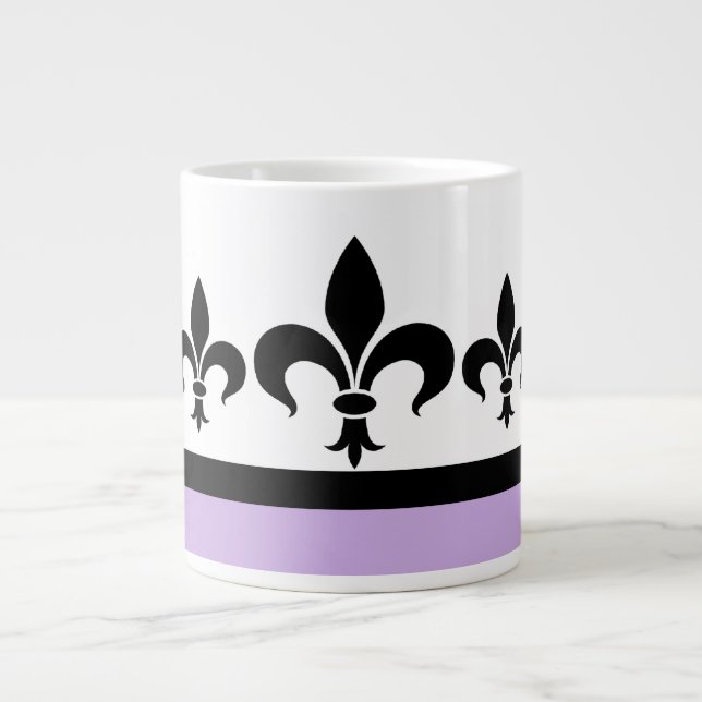 Lilac Swanky Fleur De Lis Jumbo Mug (Front)