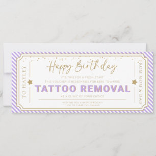 Lilac Tattoo Removal Birthday Gift Voucher Invitation