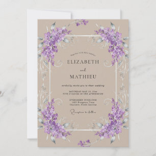 Lilac Taupe Vine Wedding Invitation
