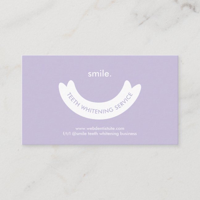 Lilac Teeth Whitening Service Minimal Oral Care Business Card