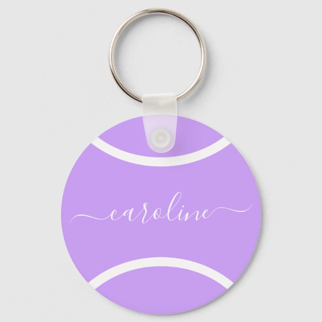 Lilac Tennis Ball Custom Girls Name Sports Gift  Keychain (Front)