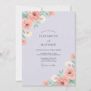 Lilac Terra Cotta Leafy Wedding Invitation