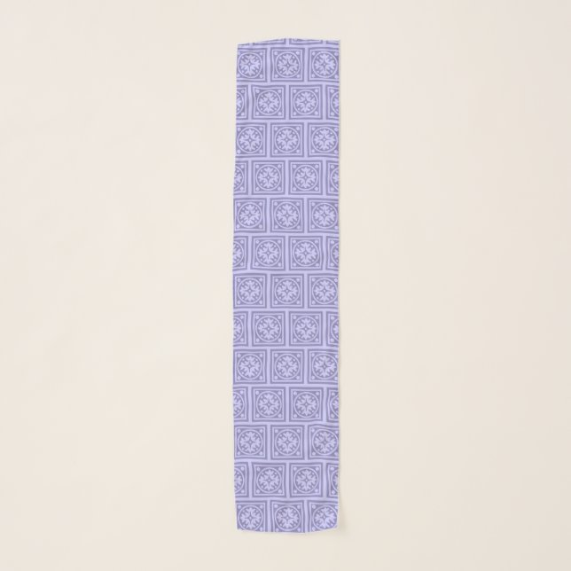 Lilac Tiles Floral Abstract Pattern Chiffon Scarf (Front)
