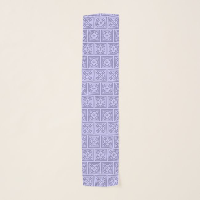 Lilac Tiles Floral Abstract Pattern Chiffon Scarf