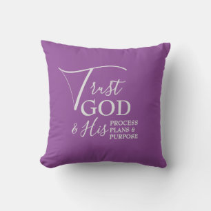 Lilac TRUST GOD. Christian Throw Pillow