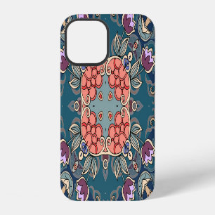 Lilac tulip flowers, ornamental floral frame. iPhone 12 case