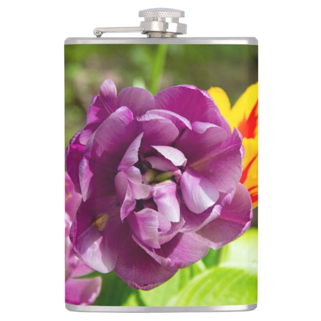 Lilac tulips on a sunny day     flask (Front)
