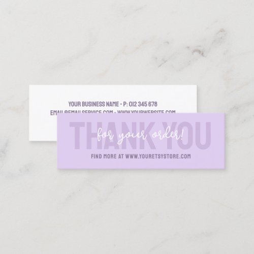 Lilac Typography Thank You Order Insert