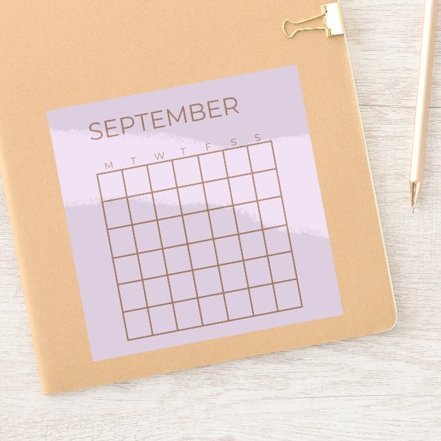 Lilac Undated September Calendar for Organization Sticker (Notebook)