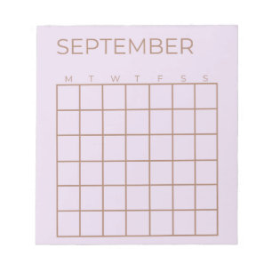Lilac Undated September Calendar for Planner Notepad