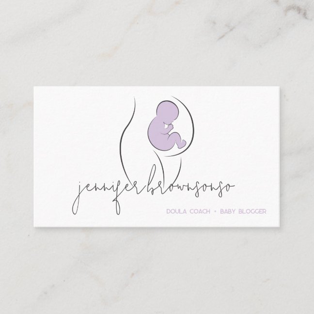 Lilac Unique Doula Birth Coach Pregnant Business Card